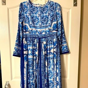 Large full length Blue Floral Dress